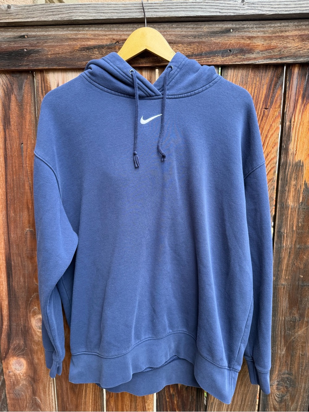 Vintage Nike Center Swoosh Hoodie Blue Medium
